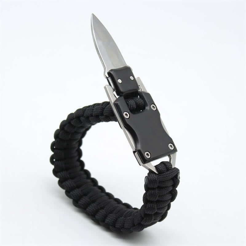 Multifunctional Hidden Knife Emergency Paracord Survival Bracelet - Black - image 1