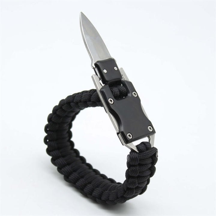 Multifunctional Hidden Knife Emergency Paracord Survival Bracelet - Black - image 1