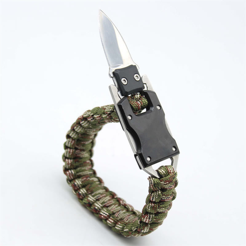 Multifunctional Hidden Knife Emergency Paracord Survival Bracelet - Army Green Camouflage - image 0