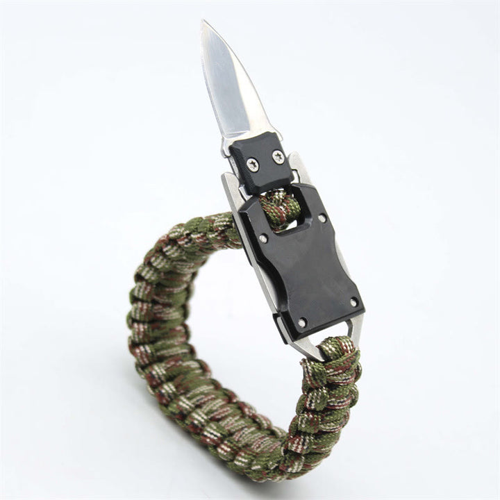 Multifunctional Hidden Knife Emergency Paracord Survival Bracelet - Army Green Camouflage - image 0