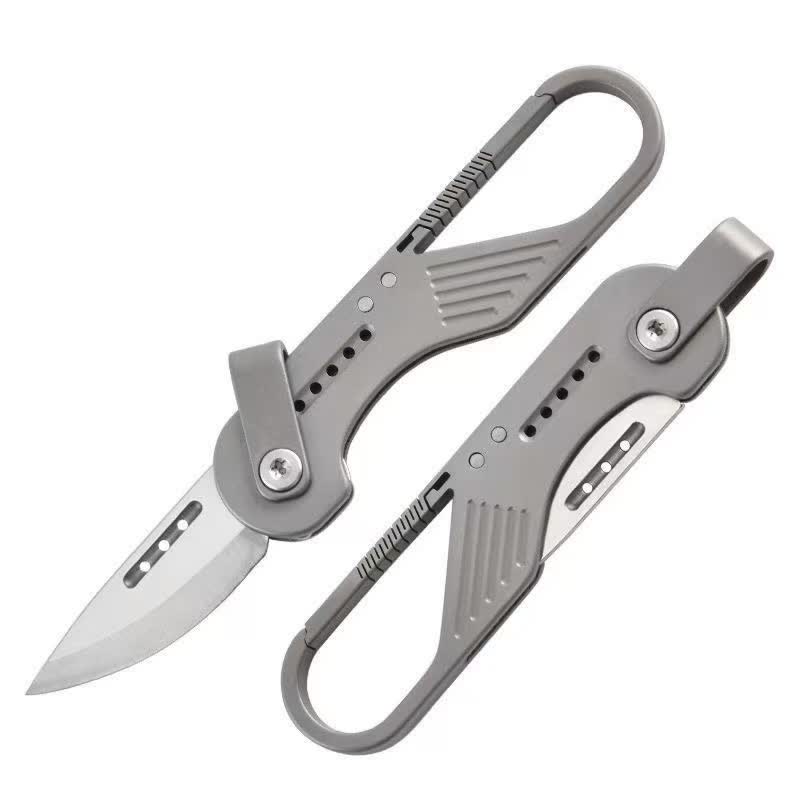 Titanium-Style Folding Knife EDC-Tool With Carabiner Clip - image 3
