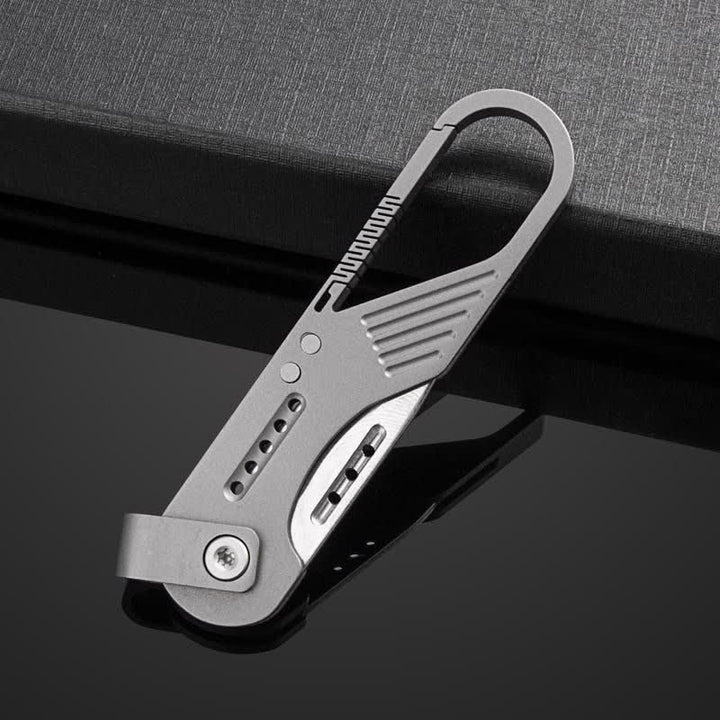 Titanium-Style Folding Knife EDC-Tool With Carabiner Clip - image 1