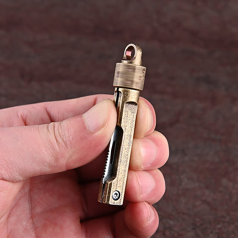 Vintage Rotating Dice Brass Handle Mini Folding Knife EDC-Tool - image 3