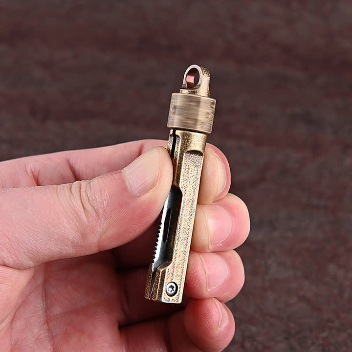 Vintage Rotating Dice Brass Handle Mini Folding Knife EDC-Tool - image 3