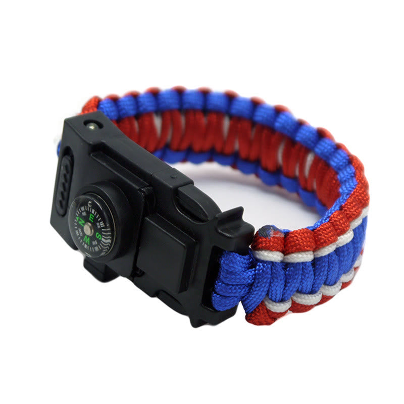 LED Light Emergency Rescue Paracord Survival Bracelet - Red & Blue & White - image 8
