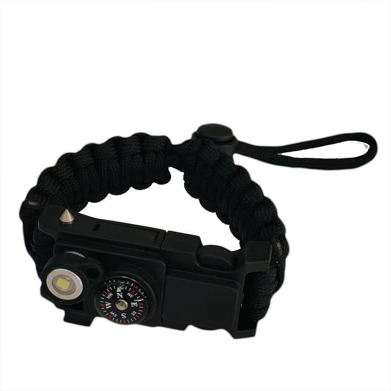 Lightweight LED Light Compass Emergency Survival Paracord Bracelet - Adjustable Black - image 11