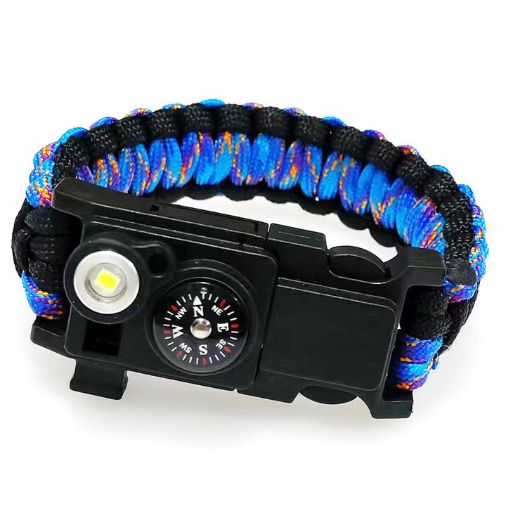 Lightweight LED Light Compass Emergency Survival Paracord Bracelet - Black & Gold & Blue Camouflage - image 9