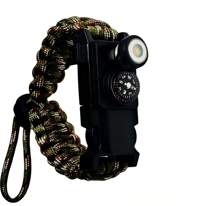 Lightweight LED Light Compass Emergency Survival Paracord Bracelet - Adjustable Army Green Camouflage - image 13