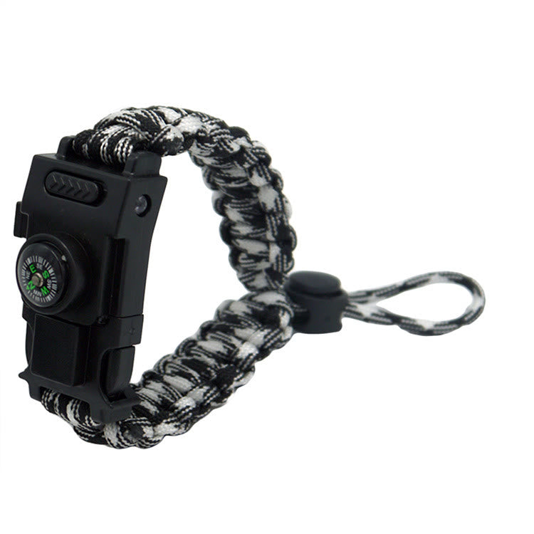 Multifunctional Outdoor Survival LED Paracord Bracelet - Retractable Black & White Camouflage - image 24