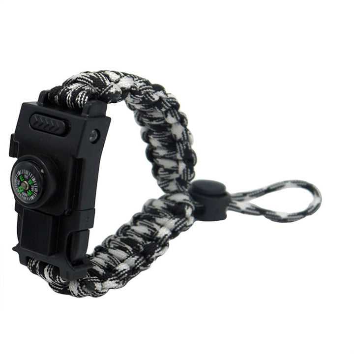 Multifunctional Outdoor Survival LED Paracord Bracelet - Retractable Black & White Camouflage - image 24
