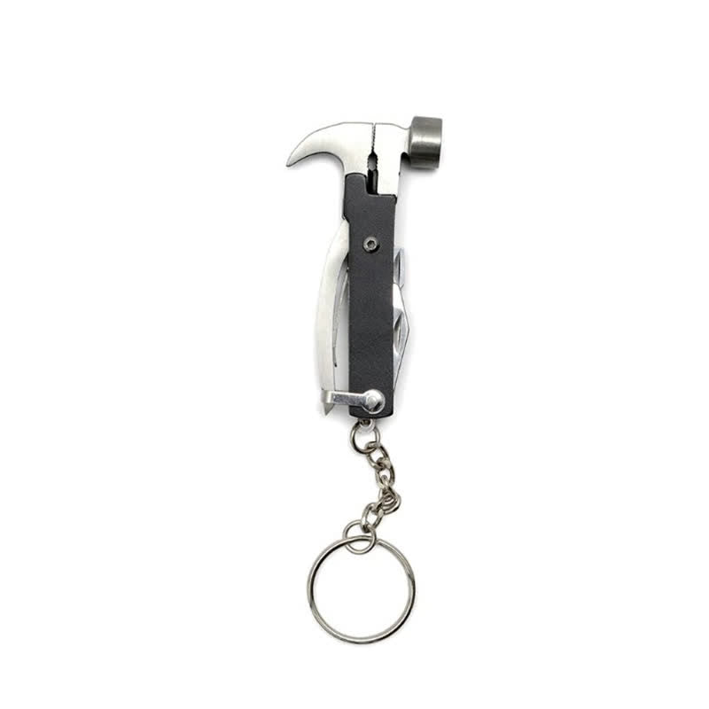 Compact Keychain 6-in-1 EDC-Tool With Wood Handle - Black - image 1