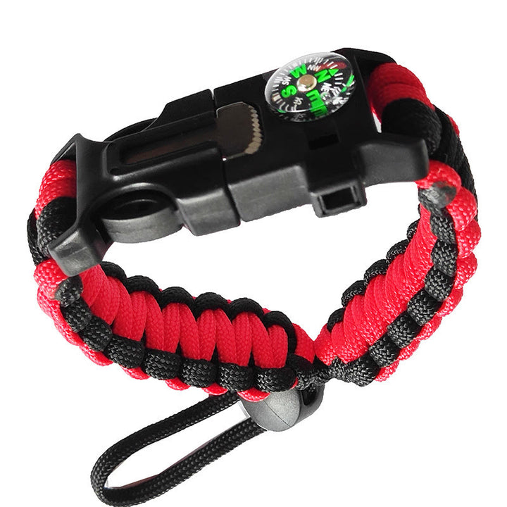 Adjustable Compass Fire Starter Emergency Paracord Survival Bracelet - Red - image 0