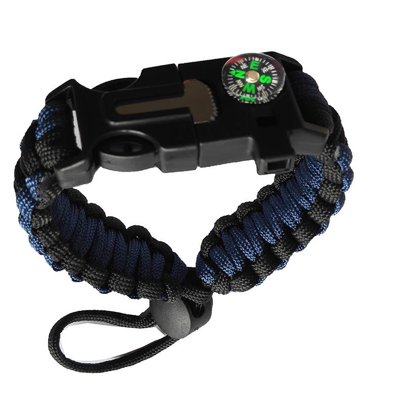 Adjustable Compass Fire Starter Emergency Paracord Survival Bracelet - Dark Blue - image 3
