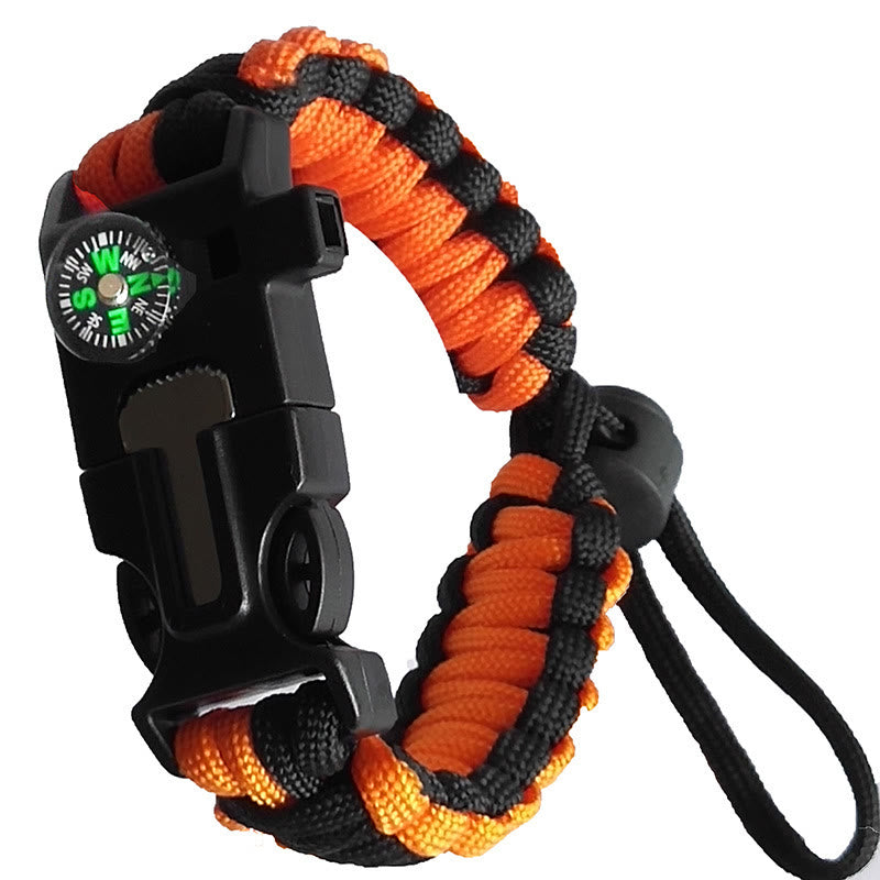 Adjustable Compass Fire Starter Emergency Paracord Survival Bracelet - Orange - image 2