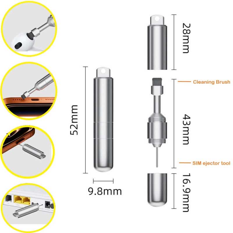 Sim Card Eject Pin & Cleaning Brush Keyring For Phone - image 3