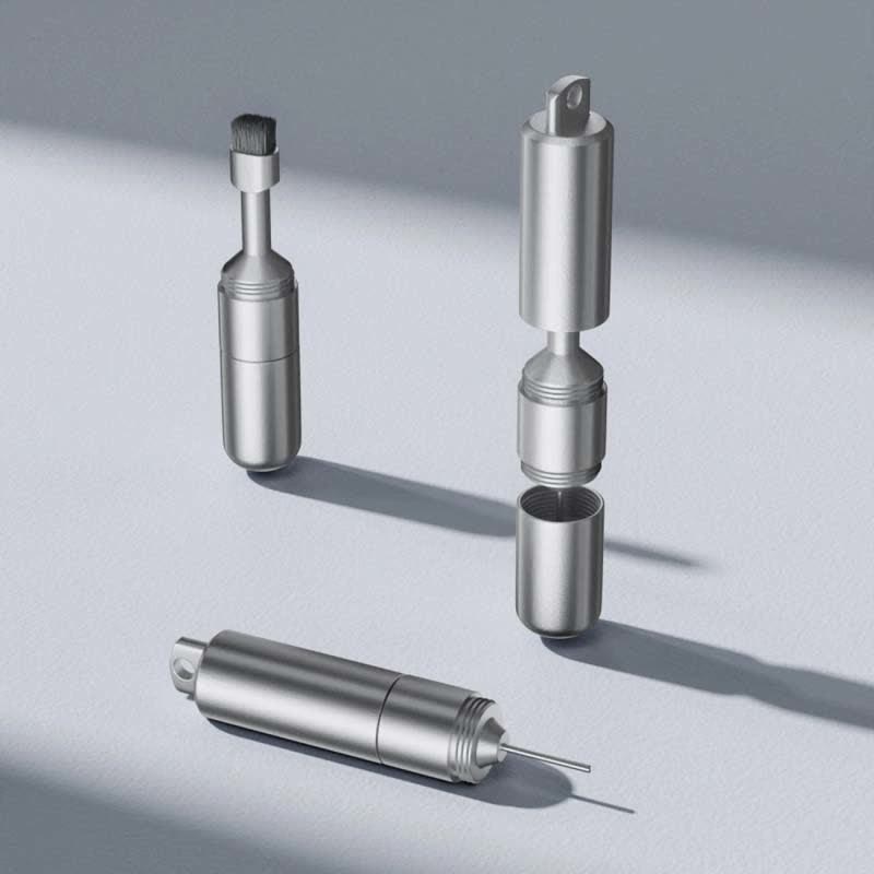 Sim Card Eject Pin & Cleaning Brush Keyring For Phone - Silver - image 0
