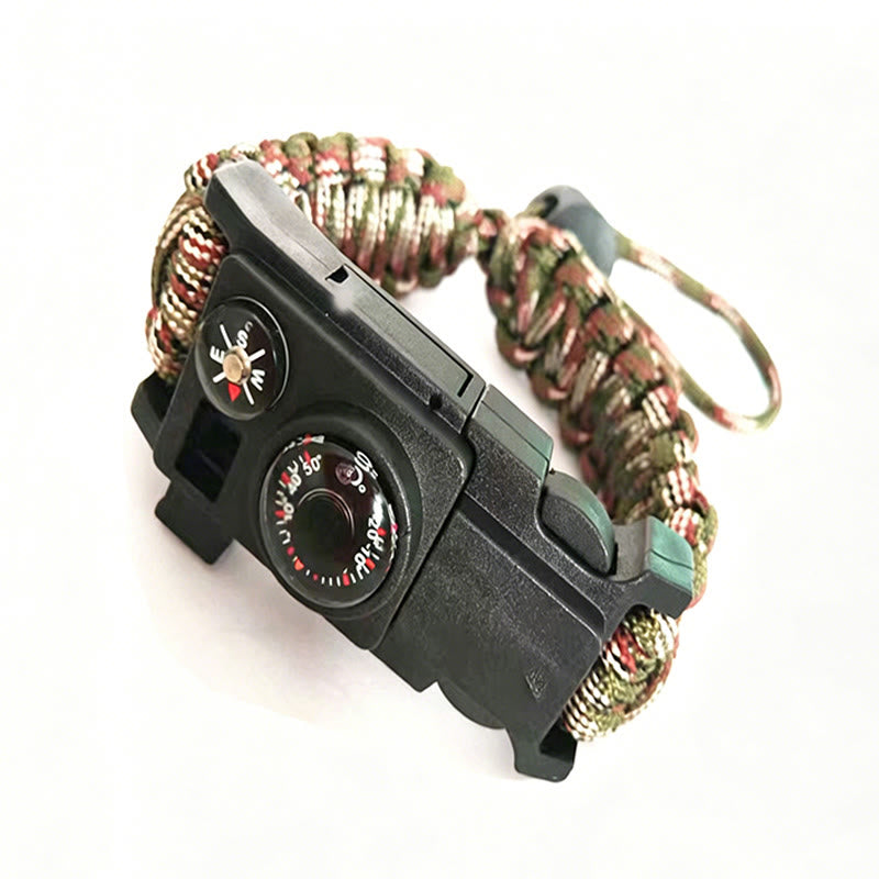 Outdoor Camping Multi-Tool Survival Paracord Bracelet - Adjustable Army Green Camouflage - image 19