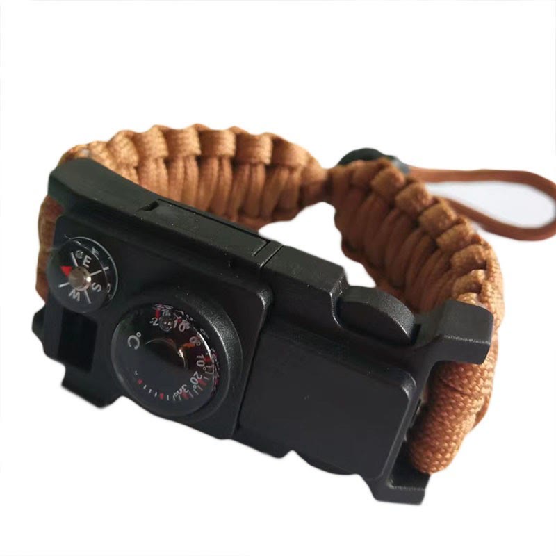 Outdoor Camping Multi-Tool Survival Paracord Bracelet - Adjustable Brown - image 21