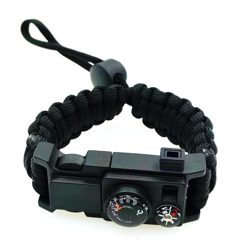 Outdoor Camping Multi-Tool Survival Paracord Bracelet - Adjustable Black - image 17