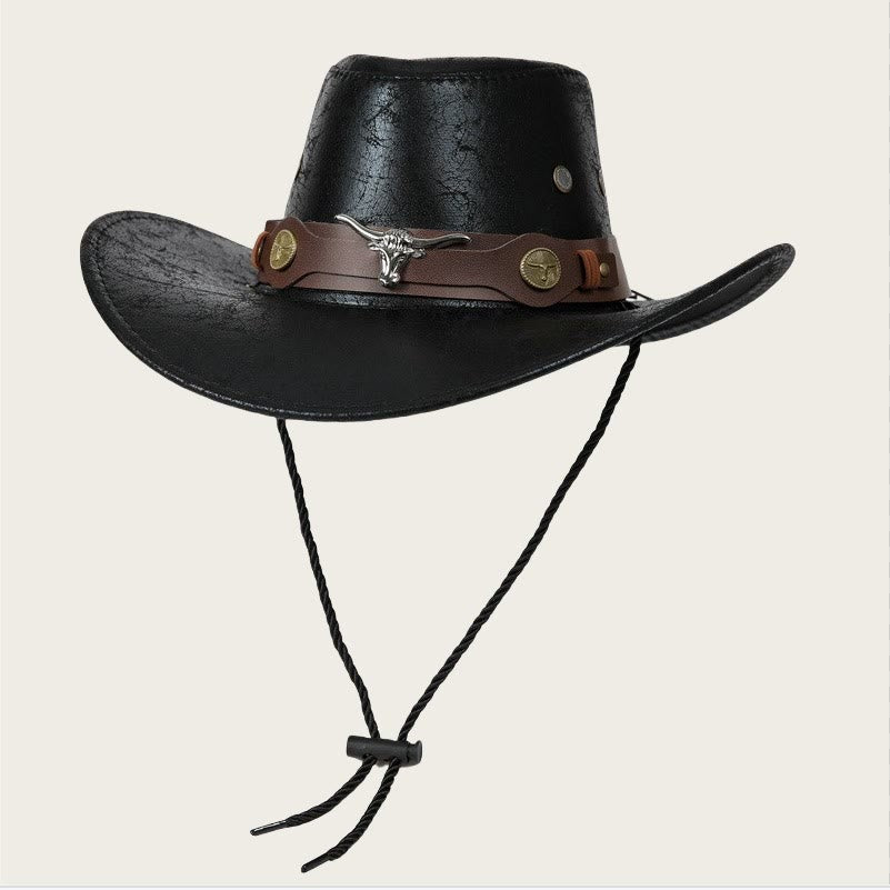 Vintage American Style Outdoor Cowboy Sun Hat - Black - M (22"-22 7/8") - image 3