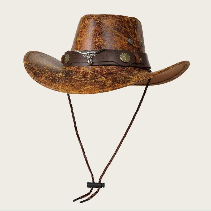 Vintage American Style Outdoor Cowboy Sun Hat - Light Coffee - M (22"-22 7/8") - image 2