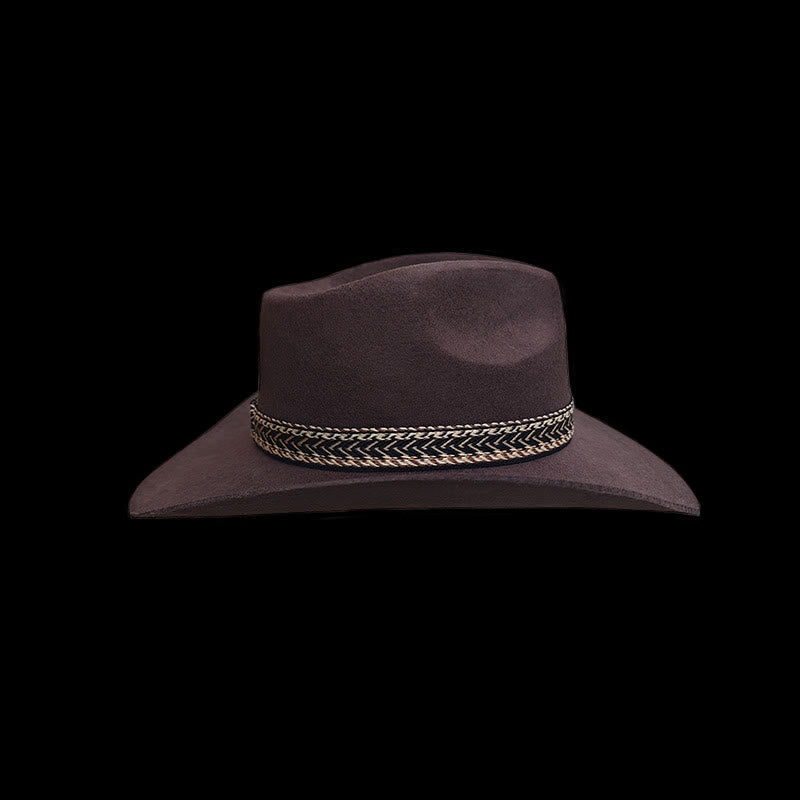 Solid Wool Felt Fedora with Decorative Woven Band Hat - image 3