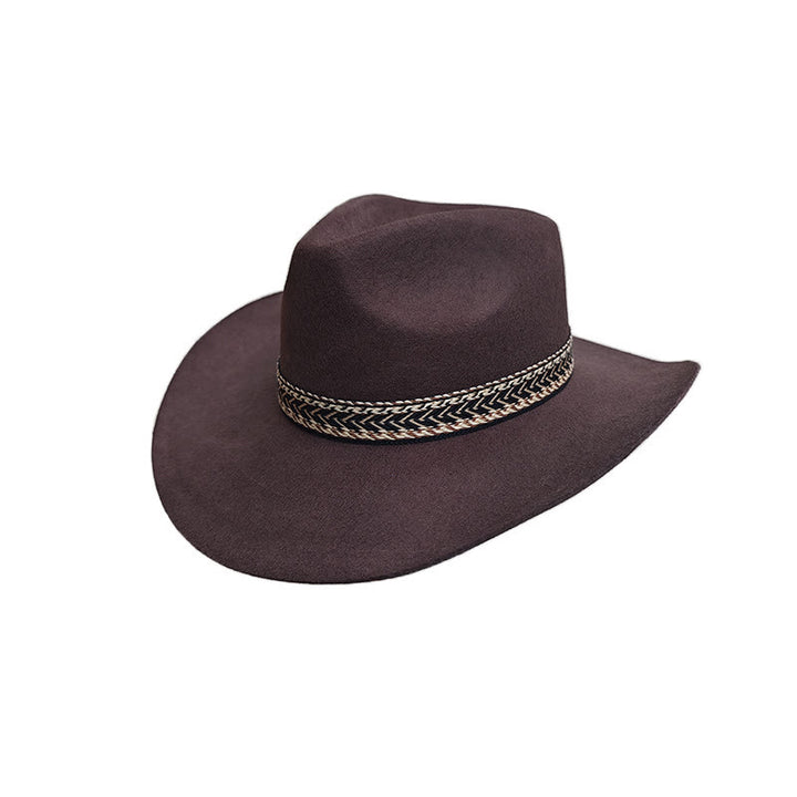 Solid Wool Felt Fedora with Decorative Woven Band Hat - image 1