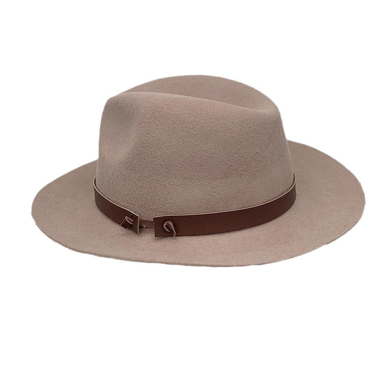 Men's Vintage Wool Felt Fedora with Leather Band Hat - Camel - Adjustable(22 7/8"-23 5/8") - image 0