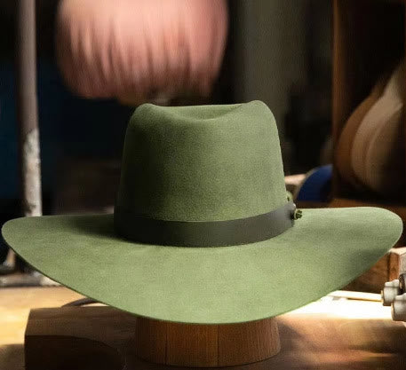 Men's Vintage Wool Felt Fedora with Leather Band Hat - Army Green - Adjustable(22 7/8"-23 5/8") - image 3