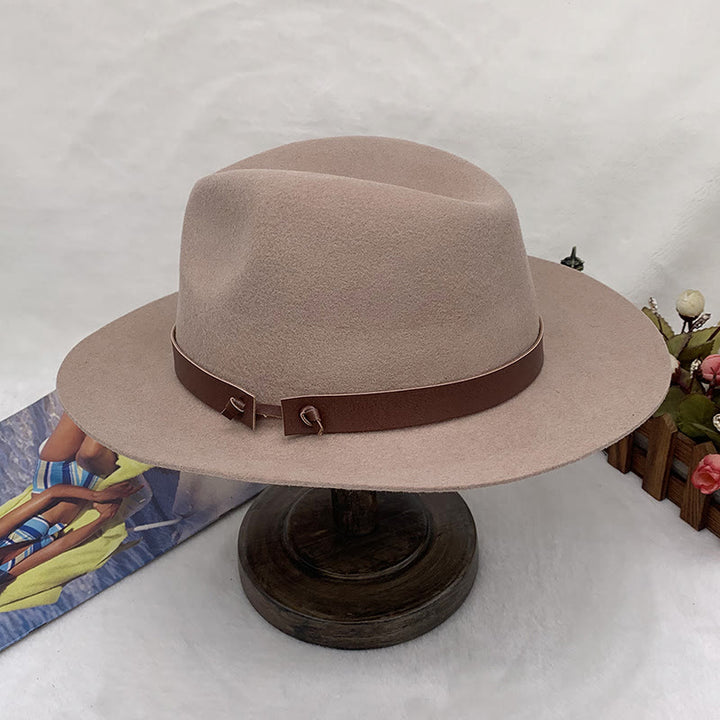 Men's Vintage Wool Felt Fedora with Leather Band Hat - image 1