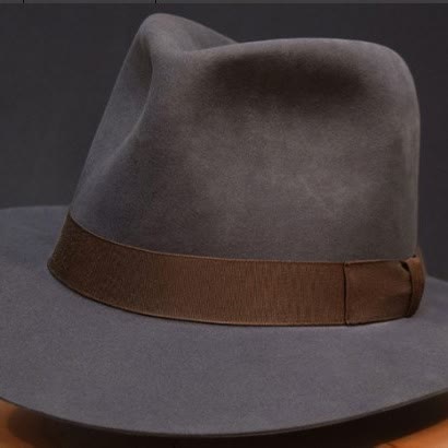 Vintage Style Western Wool Fedora with Bow Trim Hat - Haze Blue & Coffee Thin Band - Adjustable(22 7/8"-23 5/8") - image 1
