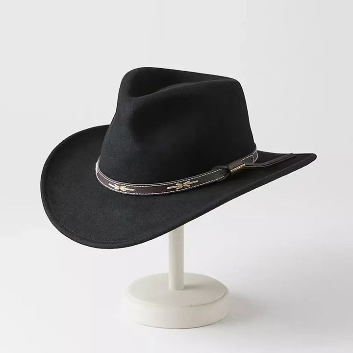 Men's Woolen Western Cowboy Style Top Hat - Black - Adjustable(22 1/2"-23 1/4") - image 0