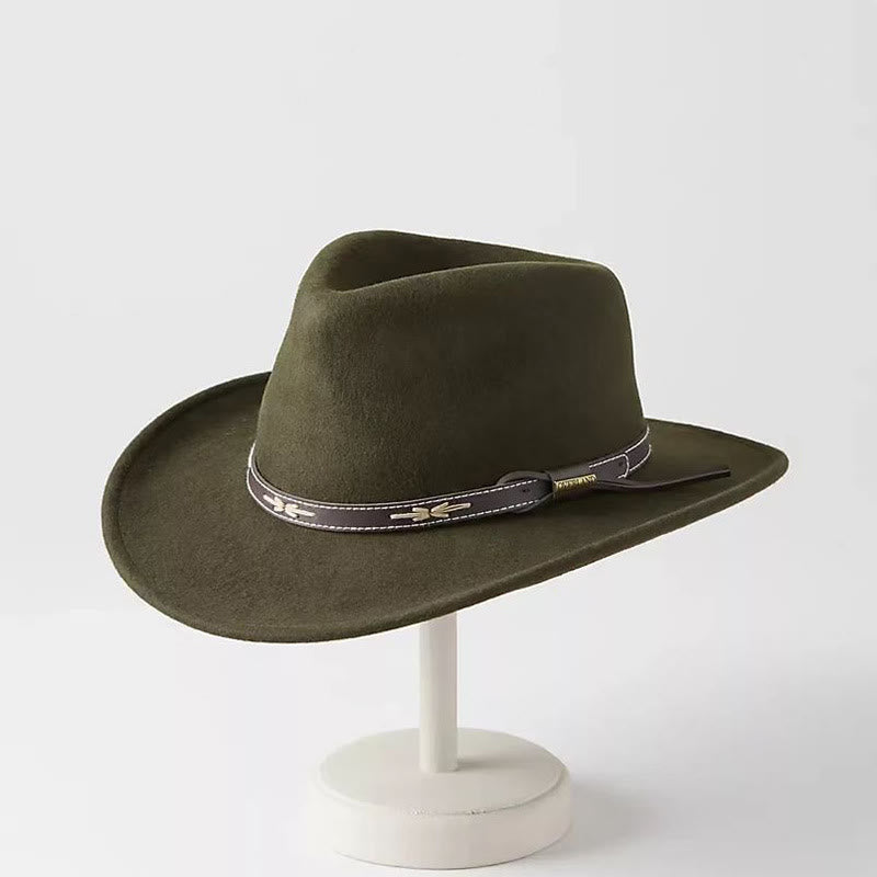 Men's Woolen Western Cowboy Style Top Hat - Olive Green - Adjustable(22 1/2"-23 1/4") - image 1