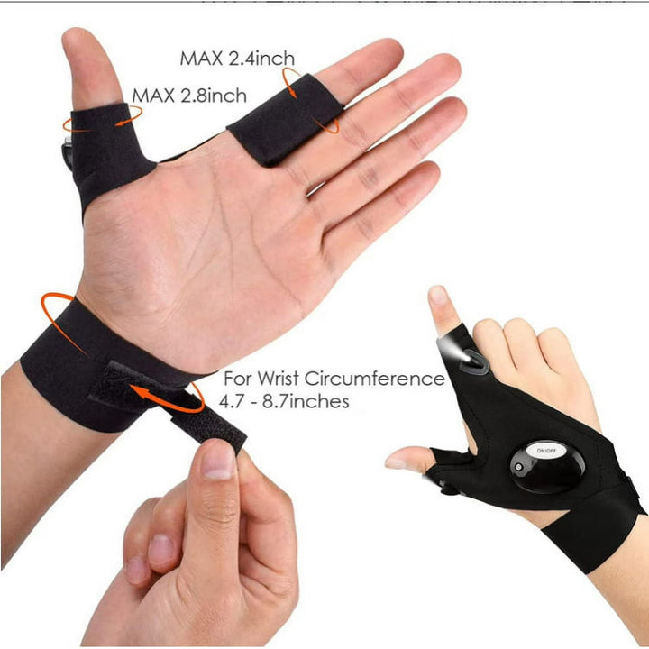Breathable LED Lighted Half Finger Light Outdoor Working Glove - image 2