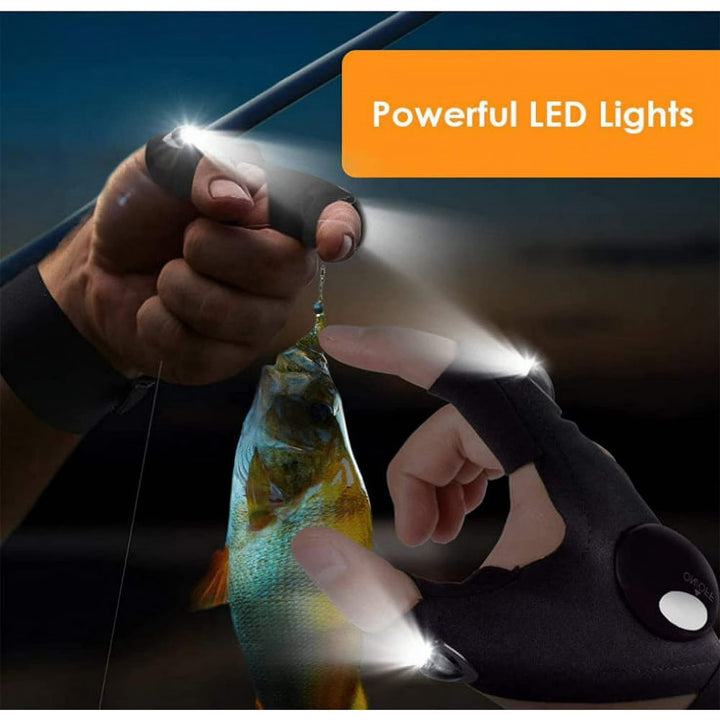 Breathable LED Lighted Half Finger Light Outdoor Working Glove - image 3