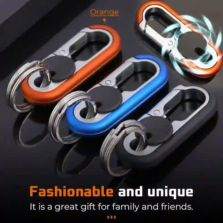Creative Dual Ring Metal Waist Hanging Car Keychain - image 6