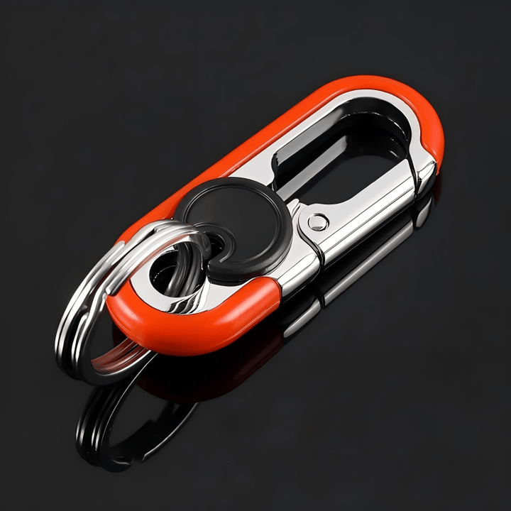 Creative Dual Ring Metal Waist Hanging Car Keychain - Orange - image 2