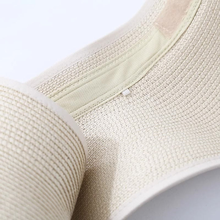 Women's Wide Brim Portable Open Top Straw Beach Sun Hat - image 6