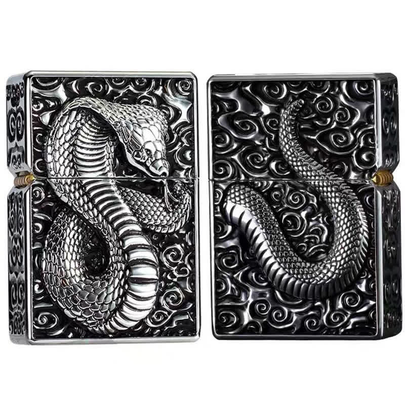 Black & Gold Snake Cobra Refillable Kerosene Lighter - image 5
