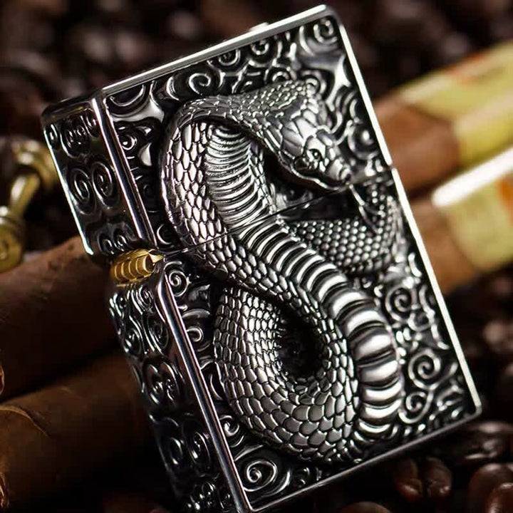 Black & Gold Snake Cobra Refillable Kerosene Lighter - image 4