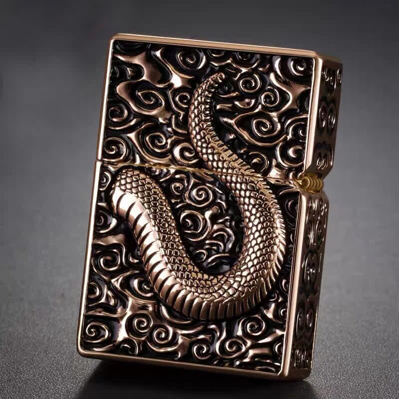 Black & Gold Snake Cobra Refillable Kerosene Lighter - image 1