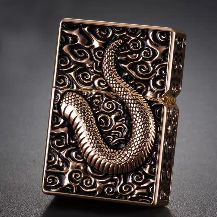 Black & Gold Snake Cobra Refillable Kerosene Lighter - image 1