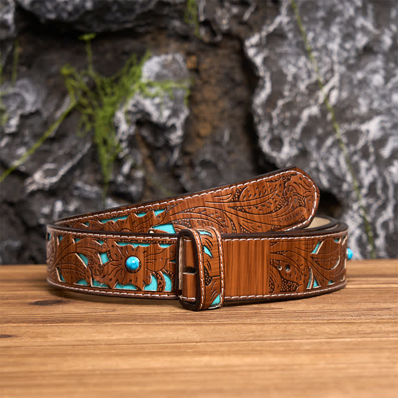 Antique Bronze Initial Letter DIY Hidden Knife Buckle Leather Belt - Z - Turquoise Carved Belt (40) - image 8