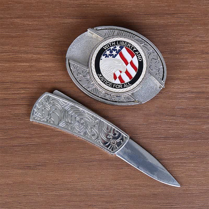 Liberty & Justice DIY Hidden Folding Knife Eagle Buckle Leather Belt - image 1