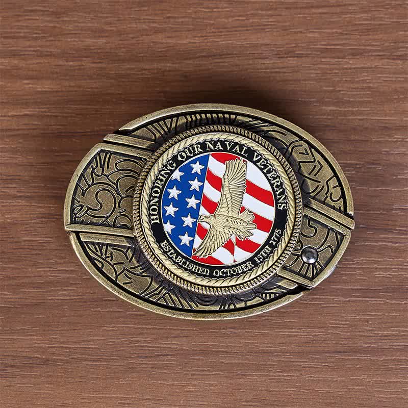 Honoring Naval Veterans DIY Hidden Folding Knife Eagle Buckle Leather Belt - image 3
