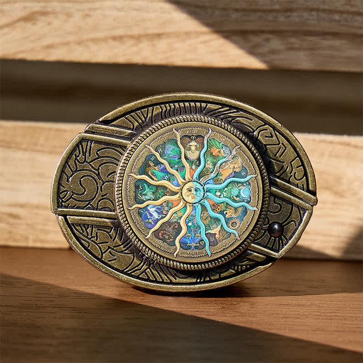 Bronze Astrology Zodiac DIY Hidden Folding Knife Buckle Leather Belt - Bronze - Without Belt - Not Included Belt - image 0