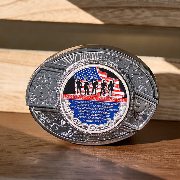 Patriotic Quote DIY Hidden Folding Knife Flag Buckle Leather Belt - Patriotic Quote - Without Belt - Not Included Belt - image 0