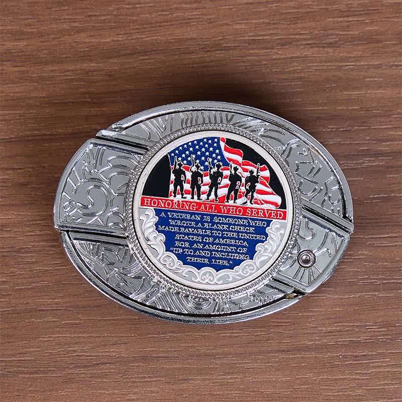 Patriotic Quote DIY Hidden Folding Knife Flag Buckle Leather Belt - image 8