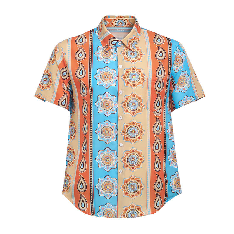Men's Vintage Western Print Short Sleeve Button Up Shirt - image 9