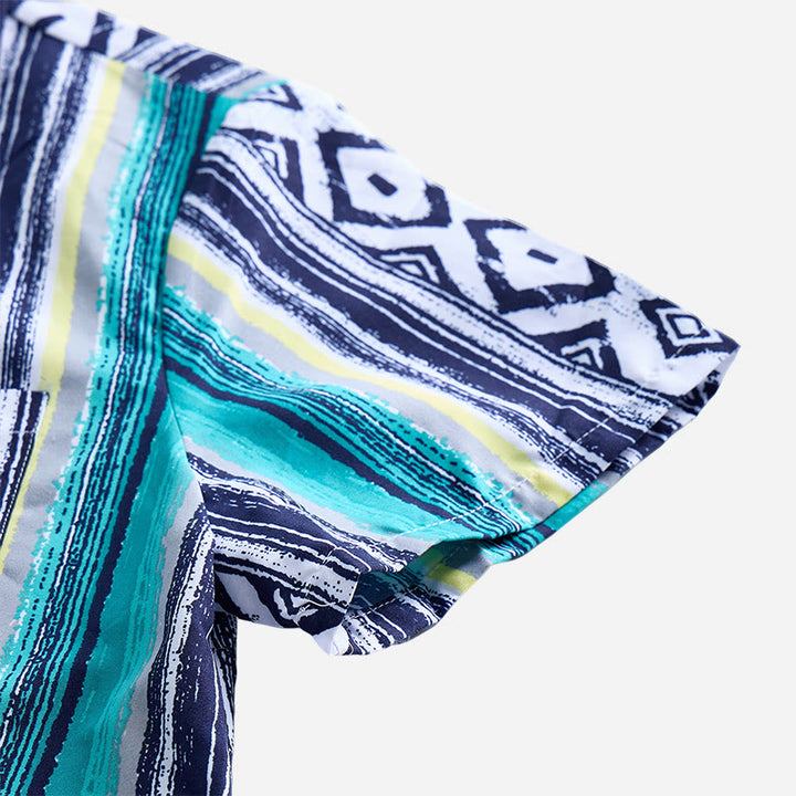 Men's Summer Casual Striped Pattern Short Sleeve Button Up Shirt - image 6